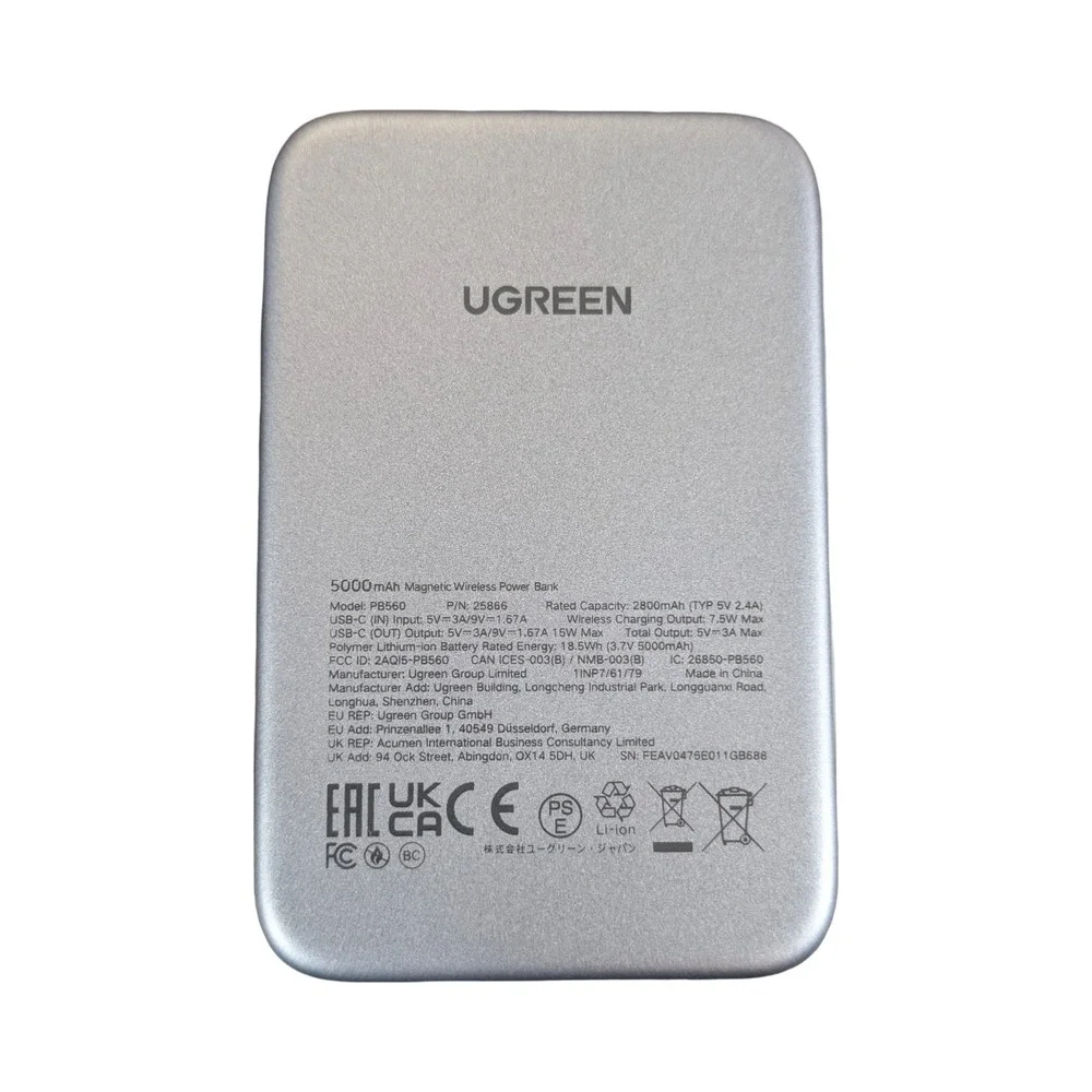 Nn6O Ugreen Magnetic Wireless‎ Fast Charging 15W Power Bank 5000mAh OB Read⬇️